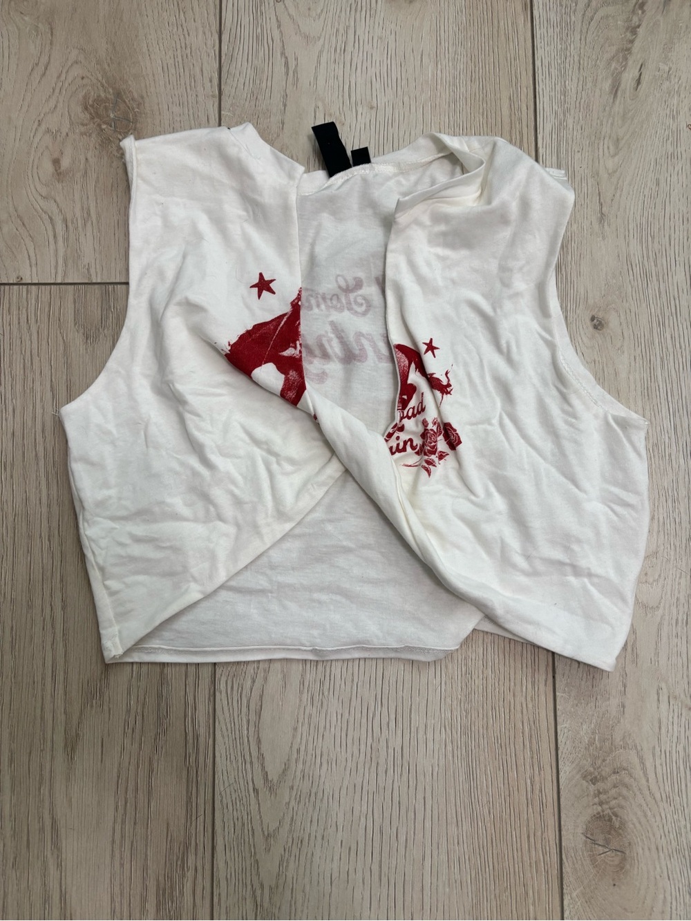 Windsor White Crop Tank with Red Graphic